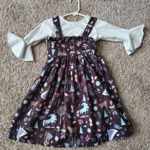 Disney Pippa & Jack Frozen 2 Piece Patterned Dress with Blue Top 3T